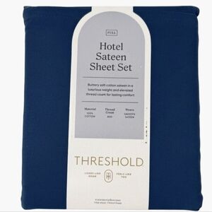 NEW 6pc 800 Thread Count Hotel Sateen Solid Sheet Set - Threshold Graphite Blue